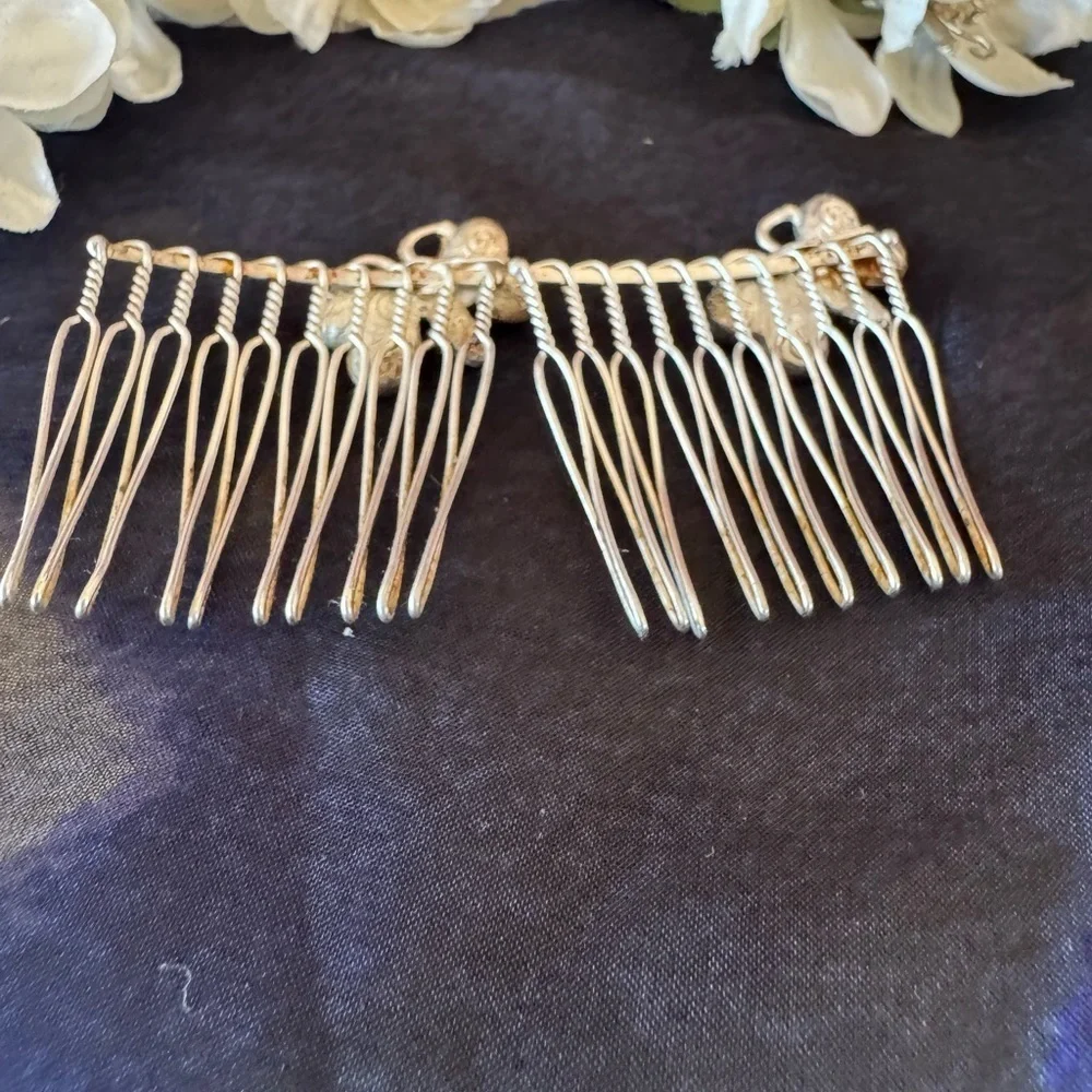 Vintage Butterfly/ Hair Comb Silvertone Bridal Wedding Hair Accessories